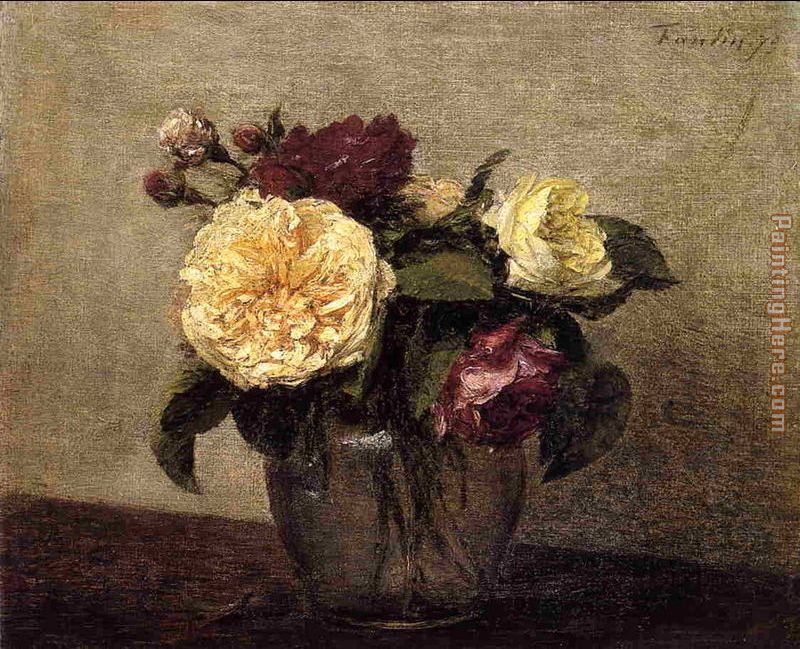 Yellow and Red Roses painting - Henri Fantin-Latour Yellow and Red Roses art painting